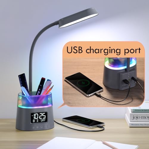 WILIT LED Desk Lamp for College Dorm Room Essentials, 3 Modes,Touch, Gray