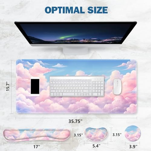 ToLuLu Large Mouse Pad Desk Pad, Wrist Rest Desk Mat for Keyboard and Mouse