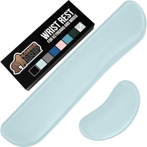 GORILLA GRIP Memory Foam Wrist Rest for Computer Keyboard, 2 Piece Sky Blue