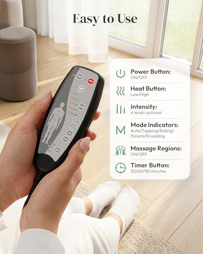 Heycool Back Massager with Heat, 10 Motors Vibration Pad for Office Chair