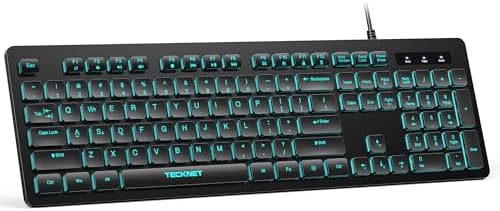 TECKNET Wired Keyboard, Silent Typing, Full-Size Layout,RGB Backlit