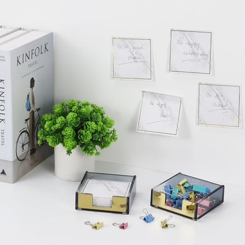 MultiBey Gradient Acrylic Sticky Note Holder Clear Post Memo Pad Dispenser