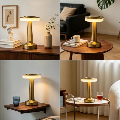 LED Portable Cordless Rechargeable Table Lamp,Gold
