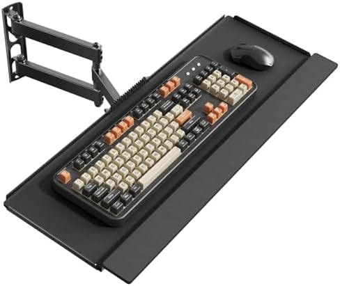 PUTORSEN Wall Mount Keyboard Tray with Adjustable Arm, 7.6"x25.8" Platform