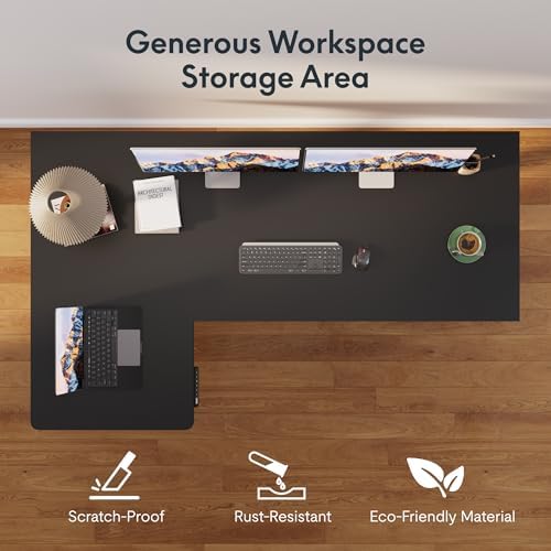 SANODESK L Shaped 4-Leg Large Electric Height Adjustable Standing Desk