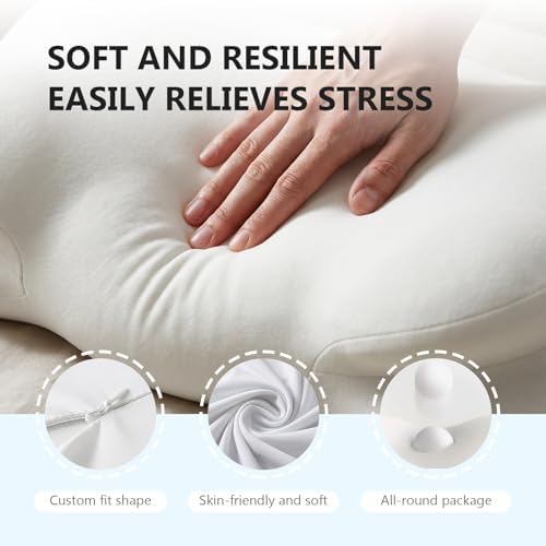 Cloud Pillow, Ergonomic Memory Foam Cervical Neck Support Pillow with Breathable Pillowcase, Adjustable Dual-Height Design for Side Back Stomach Sleepers