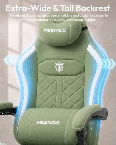 Big and Tall Gaming Chair with Footrest for Adults, Fabric