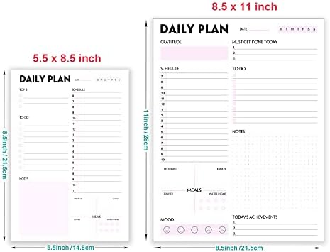 (Pack of 3) A4 Daily Planner Notepad - Tear-Off Daily Planning Pad, Organizer with To Do Lists, Schedule, Appointment, Productivity Tracker, 50 Undated Sheets, 3 Pack, Total 150 Sheets, 8.5 x 11 in