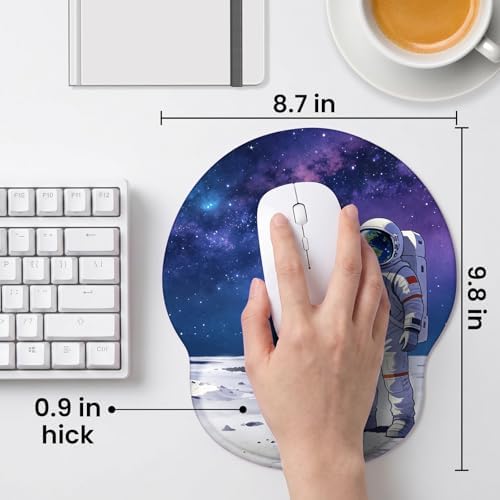 Mouse pad with Wrist Rest,Relieving Pain Memory Foam Computer pad, Ergonomic Desktop Mouse, Silicone Material Mouse pad, with Non-Slip PU Base (Space)
