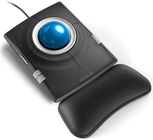 Wired Ergonomic Trackball Mouse, 55mm for Large Hands, Ambidextrous Design