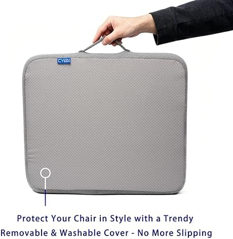 CYLEN Ifoam Memory Foam Layer Wheelchair Cushion - Seat Cushion for Wheelchair-Office Chair, Kitchen Chair-Pressure Sore and Tailbone Pain Relief-High Dense Polyfoam Base (Grey, 18×16×3 inch)