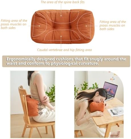 Be&xn Soft Lumbar Support Pillow for Office Chair & Car, Corduroy Back Support Pillow for Lower Back Pain Relief, Ergonomic Design Back Cushion for Sleeping and Resting (Off-White)