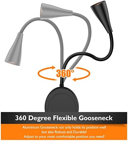 SANKEDOU LED Wall Mount Reading Light, Bedside Reading Lights, 5 Dimmable