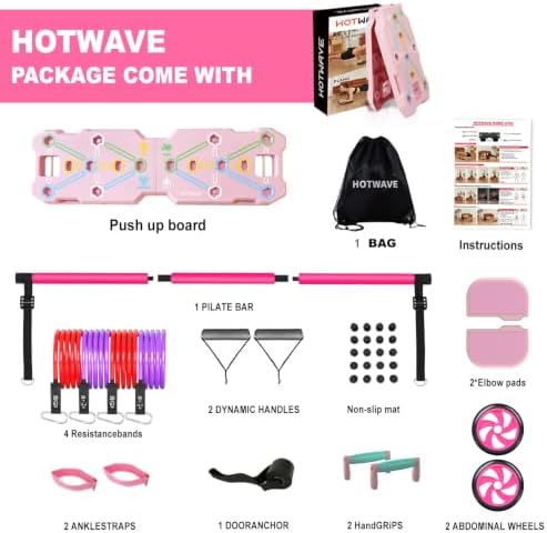 HOTWAVE Push Up Board, Portable Pushup Board & Plank Trainer, Push Up Bar