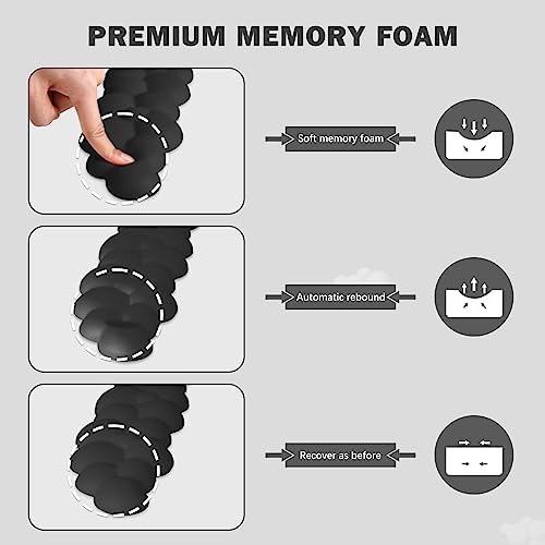 Cloud Keyboard Wrist Rest Pad Set,Enlarge PU Leather Memory Foam Wrist Cushion Support,Easy Typing Pain Relief,Mouse Wrist Rest Pad,Non-Slip Wrist Support for Home, Office,Black