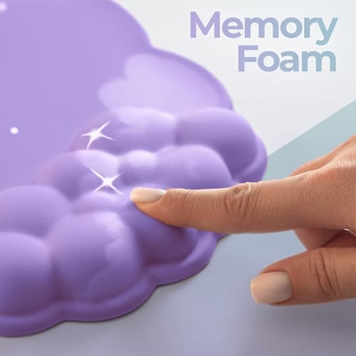 Premium Quality Cloud Wrist Rest Keyboard & Mouse Pad Set – Ergonomic Memory Foam Desk Accessories with Wrist Support for Office & Gaming – Purple-Star