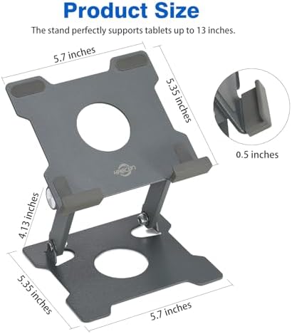 KABCON Tablet Stand,Tablet Holder for iPad,Adjustable Portable Multi Angle Desktop Stand Compatible with iPad Pro 9.7 10.5 12.9 Air Mini 1-4,Galaxy Tabs,Surface Pro Tablets,Kindle,E-Reader,Nexus-Grey