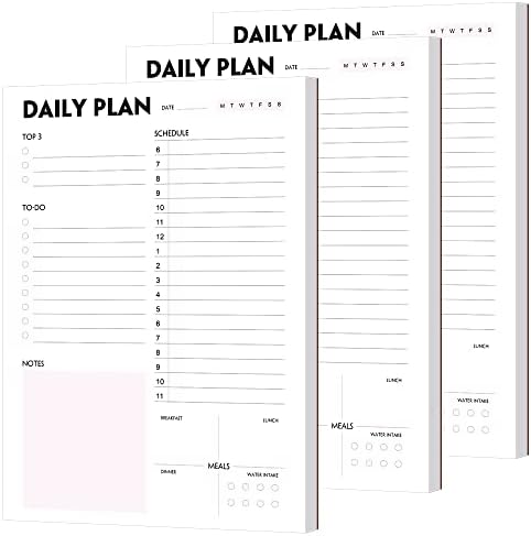 (Pack of 3) Nokingo Daily To Do Lists - A5 Calendar, Organizer with Priority, To Do Lists, Appointments, Meals and Water Intake Tracker, 50 Undated Tear-Off Sheets Daily Planner Pad, 5.8"x8.25"