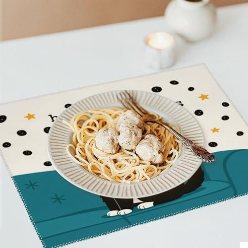Home is Where The Cat is Washable Placemats Set of 4, Durable Heat Resistant Table Mats 17.7 X 11.8 Inch for Dining Table Kitchen Decor Indoor Use