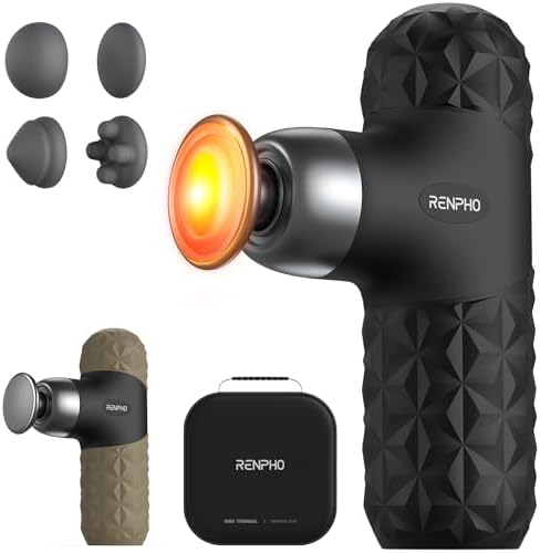RENPHO Mini Thermal Massage Gun with Heat, Color Silicone Casing, 4 Speeds