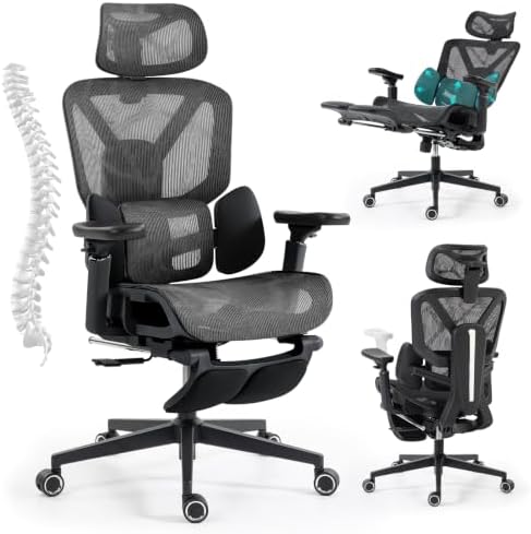 Office Chair Ergonomic with Dynamic Adjustable Lumbar Support