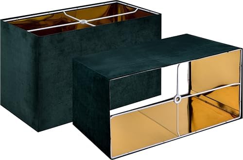 GO&SO Rectangle Lamp Shades Set of 2 Large,Green Velvet Shade 16"Lx8"Wx10"H