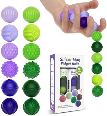 Magnetic Fidget Balls, 12-Pack Silicone Sensory Toys for Adults & Teens