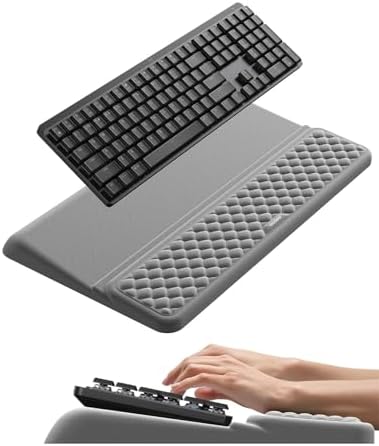 Vaydeer Wrist Rest with Keyboard Stand, Computer Wrist Support Pad, Ergonomic Keyboard Riser Holder Lifter Tray with Wrist Pad, Soft Memory Foam Desk Cushion, Palm Hand Typing for Office Home School