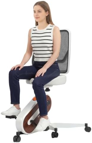 HitGo Ergonomic Office Chair with Exercise Bike, 330LBS Under-Desk Bike with 9-Level Height-Adjustable Seat, 8-Level Resistance, Rolling Wheels, Quiet Fitness for Home Office