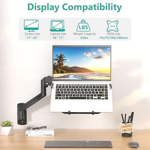 WALI Laptop Wall Mount for 17" Notebook and Up to 32" Screen