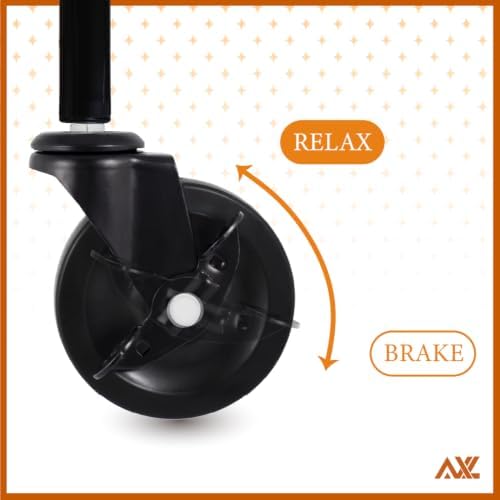 4 Inch Caster Wheels 3/8 Threaded Stem Caster Wheels, Heavy Duty Rubber Industrial Swivel Wheels for Workbenches, Carts, Shelving (4 Pack, 2 with Brake)