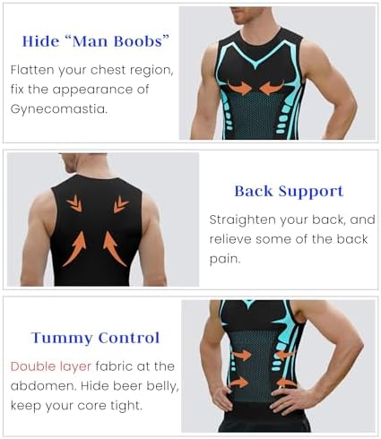 Compression Shirt Men Slimming Body Shaper Vest Crewneck Workout Tank Top