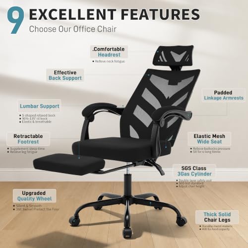 400lbs Ergonomic Office Chair with Footrest, Computer Gaming Chair