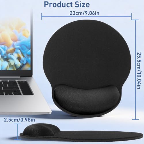 2 Pack Ergonomic Gaming Mouse Pad with Wrist Support—Black