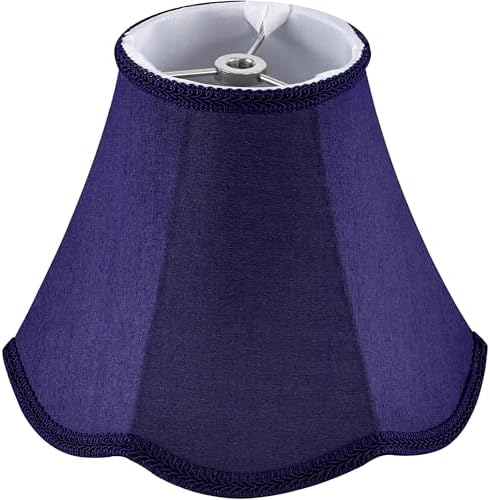 GO&SO Mini Small Scalloped Blue Lamp Shades Set of 2,4"×8"×6.4" Bell Shade