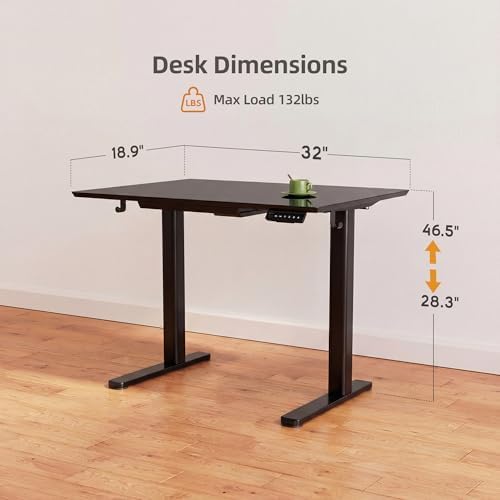 INNOVAR Glass Standing Desk with Drawers 32 x 19 Inch Black