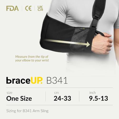 BraceUP Arm Sling with Padded Strap & Storage Pocket, One Size