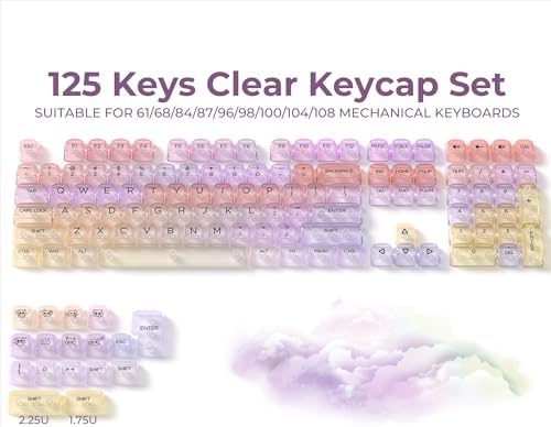 x XVX Sunset Purple Gradient Transparent Keycaps, MOA Profile 125 Keys PC Shine-Through Keycaps for MX Mechanical Keyboards