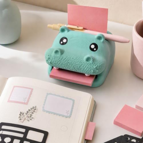 Hippo Note Toad Desk Organizer Sticky Note Holder, with 3 Writing Guides