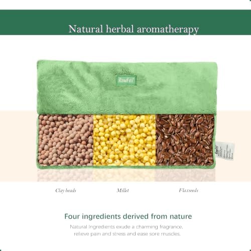 Romfox Microwavable Heating Pad for Pain Relief, Moist Heat for Cramps, Muscles, Joints, Back, Neck and Shoulders, Heat Compress Pillow, for Both Hot and Cold Therapy (Green Disassemble)