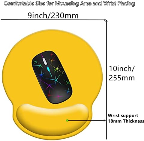 Wrist Rest Support Mouse Pad,Ergonomic Memory Foam Mouse Mat 9x10in Non-Slip Rubber Base Pain Relief Mousepad for Computer, Laptop(Yellow Foam)