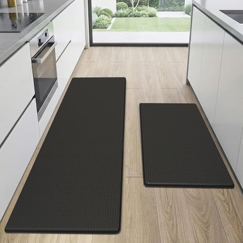 Kitchen Mats for Floor, [2PCS] Anti-Fatigue Kitchen Rugs, Black