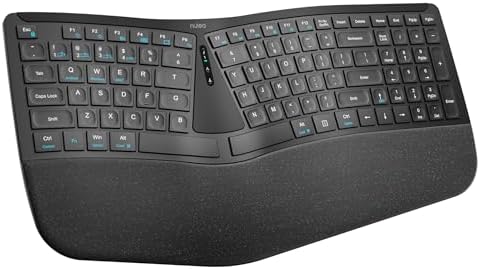 Nulea RT07B Wireless Ergonomic Keyboard - Split Keyboard, Wrist Rest, Natural Typing, Bluetooth and USB Connectivity, USB-C Rechargeable,Compatible with Windows Mac (Silver White)