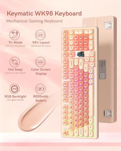 Keymatic WK98 Foundation Mechanical Keyboard, Pink Creamy Gaming Keyboard