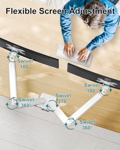 Dual Monitor Arm Desk Mount Fits Max 32 inch Screens, Holds 4.4 to 19.8lbs