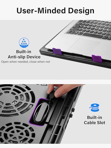 Kootek Laptop Cooling Pad Cooler Stand with 5 Quiet Fans for 12"-17" Laptop