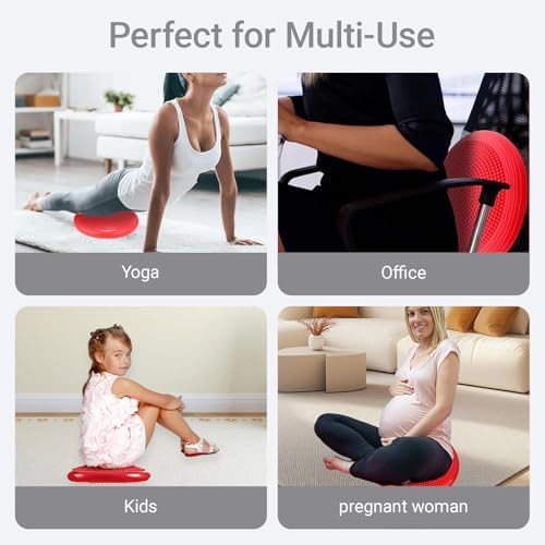 Inflated Stability Wobble Cushion, Yoga Balance Wiggle Seat Pad Disc for Pain Relief, Pelvic Floor Recovery, Rehabilitation Training