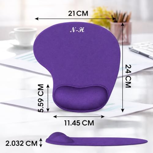 Ergonomic Mouse Pad with Wrist Rest, Gel Wrist Support Mousepad, Pain Relief Laptop Computer Mouse Pad, Non-Slip Mouse Pads for Home & Office (Purple, Regular)