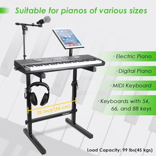 Keyboard Stand Heavy Duty Piano Stand with Mic and Laptop Stand