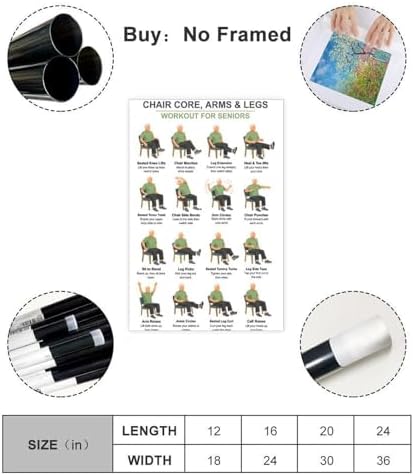 Chair Exercises for Seniors Seated Core Arms Legs Workout Low Impact Elderly Canvas Poster Wall Art for Living Room Bedroom Decor Unframe 20x30inch